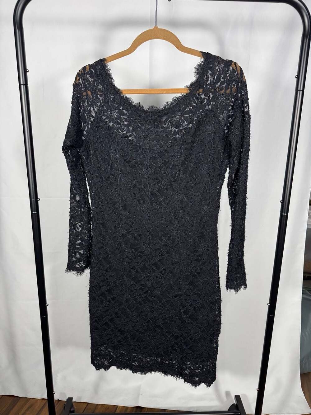 Jump Apparel Black Lace Long Sleeve Sheath Dress